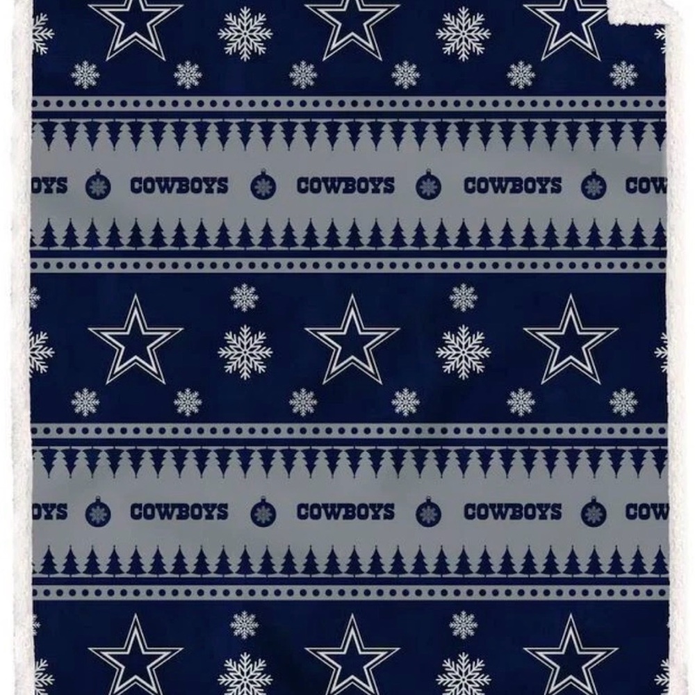Dallas Cowboys Navy Holiday Throw Blanket Sherpa Plush New in Package